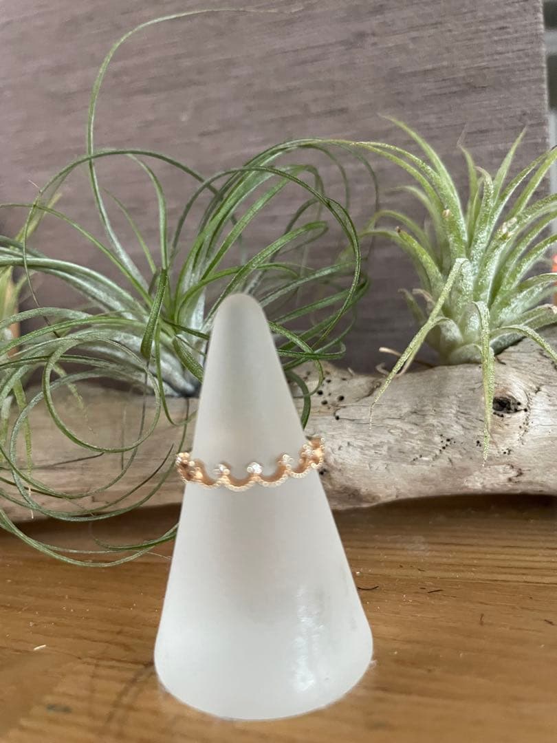 ete イエローゴールド　クラウンリング K10 0.04ct 9号