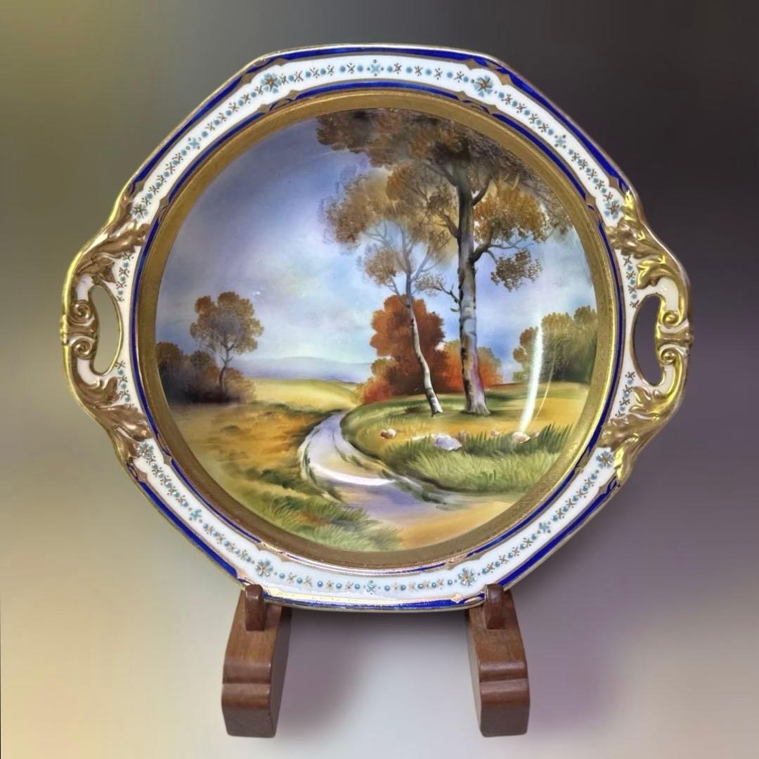 ぼ*ち様 オールドノリタケ 風景画　金彩　ハンドペイント　飾りボウル
