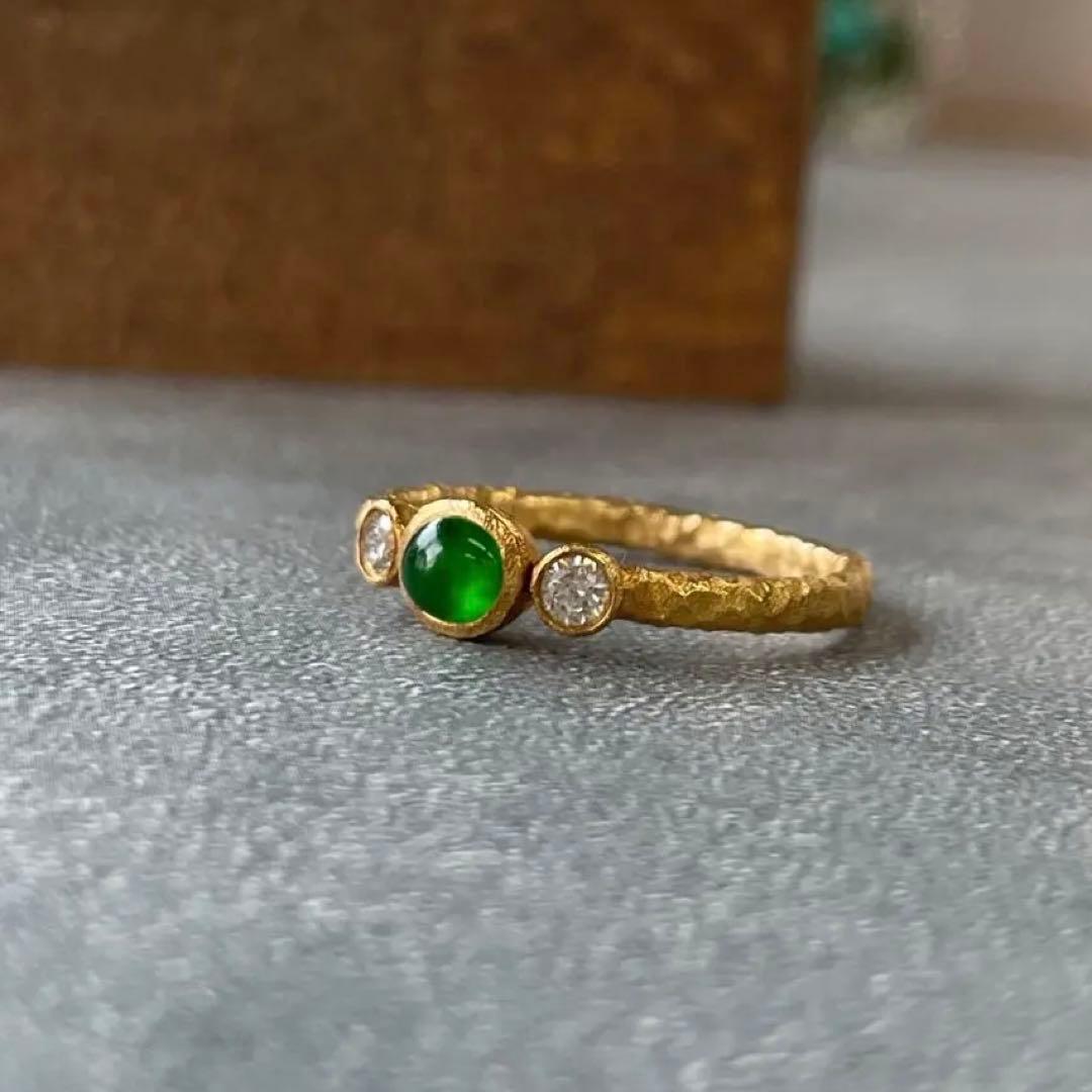 超レア 帝王緑 天然 氷種 ミャンマー産 ヒスイ 翡翠 リング - メルカリ