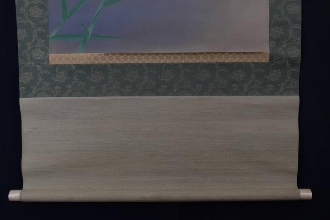 真作】梅村素渓/池畔図/芦に水禽図/横物/水鳥図/掛軸/名家伝来/AA-270