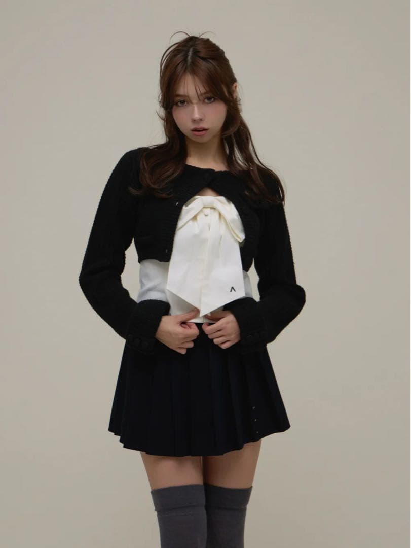 andmary ♡ Twiggy tweed ribbon set tops