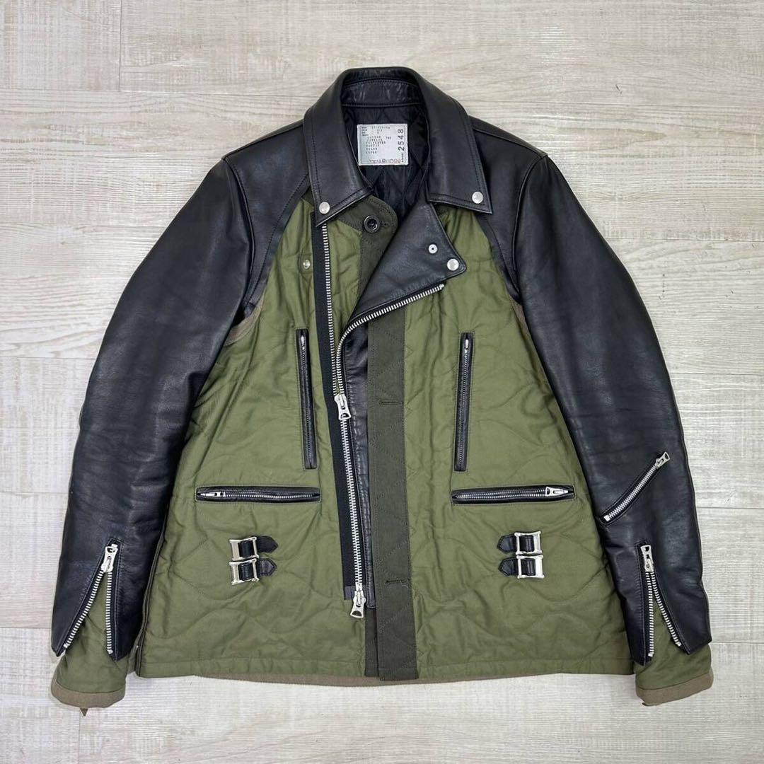 21aw 希少 sacai man レザー キルティング ドッキング ライダース