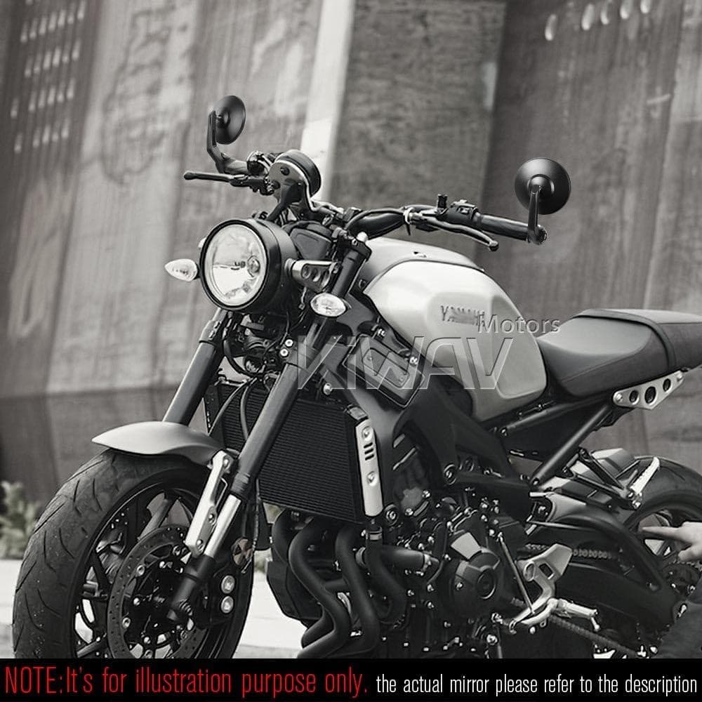 KiWAV ヤマハ車用 バーエンドミラー (エクリプス) 黒 16mmネジ式