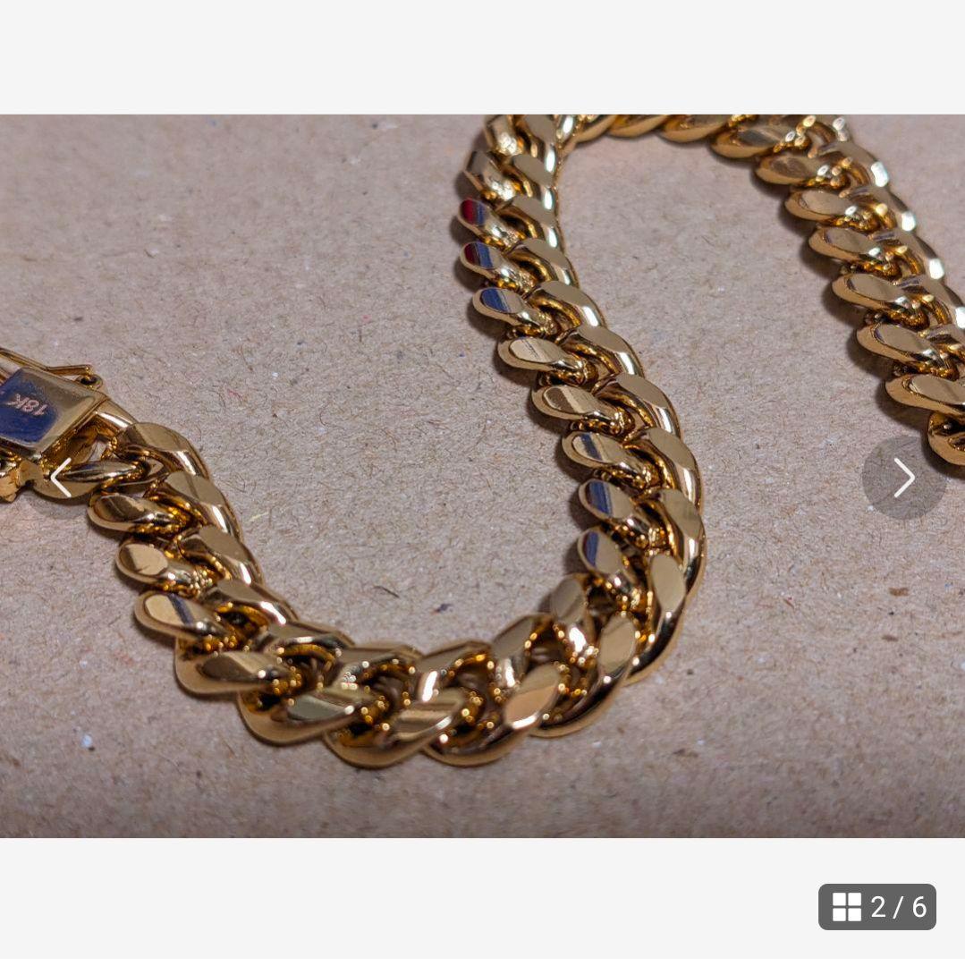 【21.5cm】【8mm】【18K刻印】【Miami Cuban】