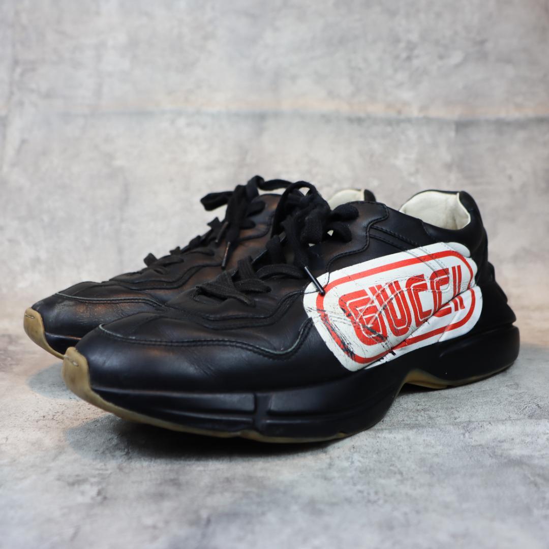GUCCI グッチ スニーカー メンズ ロゴプリント ブラック