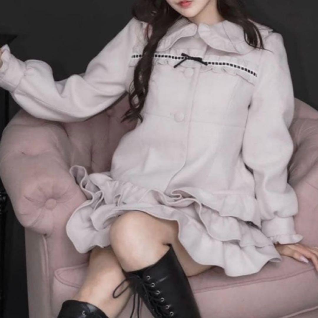 pium はしごレースティアードミニコート ピンク - メルカリ