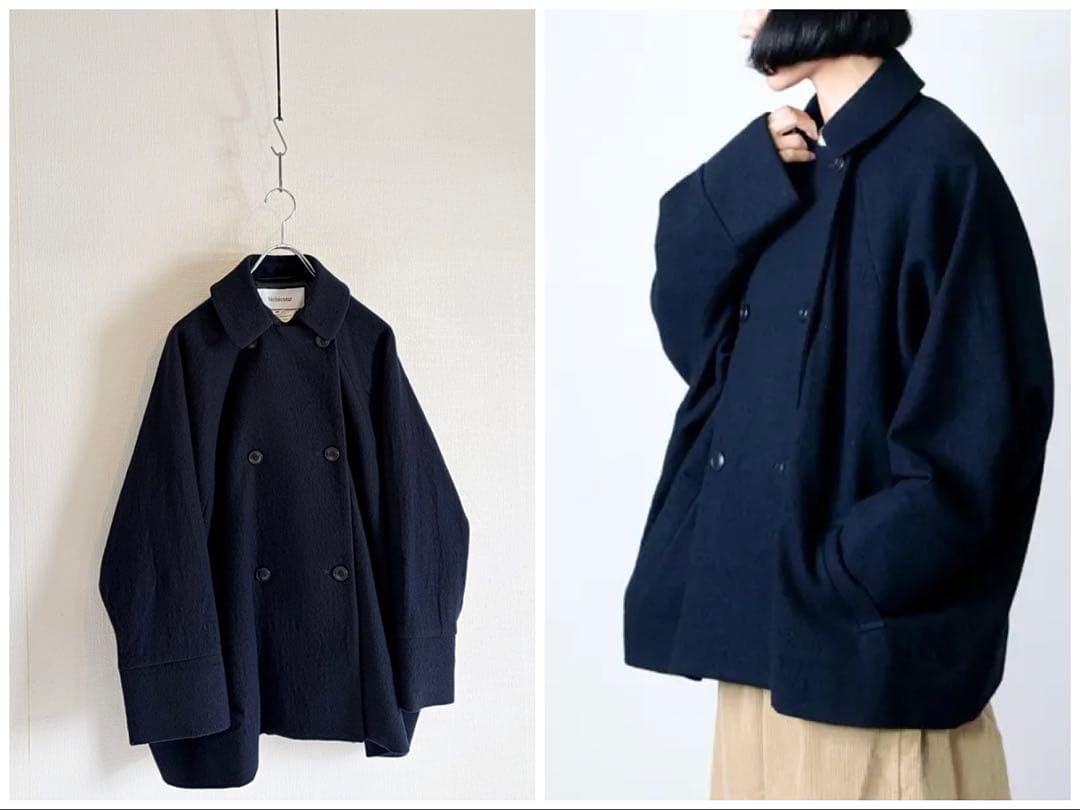 Veritecoeur ウール トラペーズライン ショートコート ゆったり