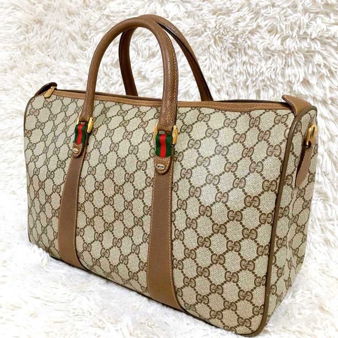 【超美品】GUCCI　ミニボストン　GG　インターロッキング　シェリー　ブラウン 超美品】GUCCI ミニボストン GG インターロッキング シェリー ブラウン