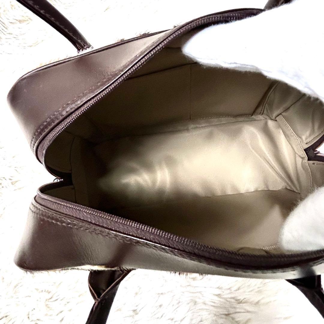 美品✨ 濱野皮革工藝 ハラコ レザー ハンドバッグ レオパード 皇室