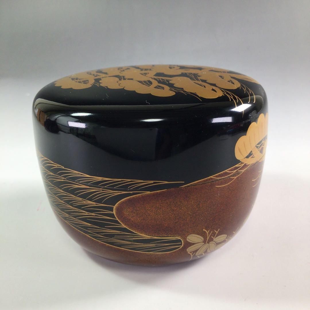 R70 棗 『鈴木雲斉作』『仕覆付』『老松蒔絵』『大平棗』 共箱