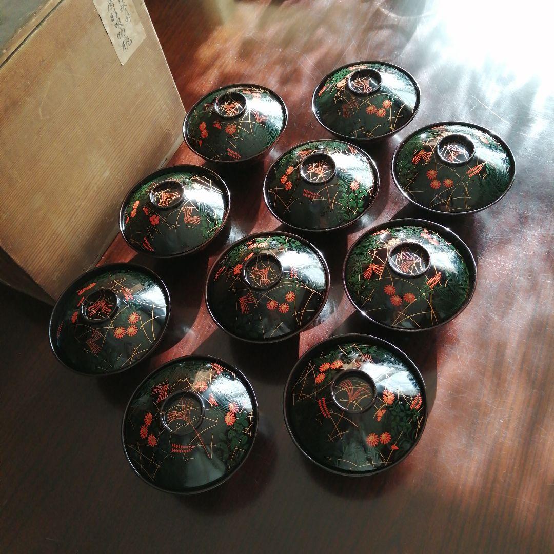 木製漆器　長寛好末広形吸物椀　10客　12cm　明治～大正期 楽天市場】【ふるさと納税】夫婦 吸物椀 （ 蔦 ）《 川連漆器 》/ 伝統