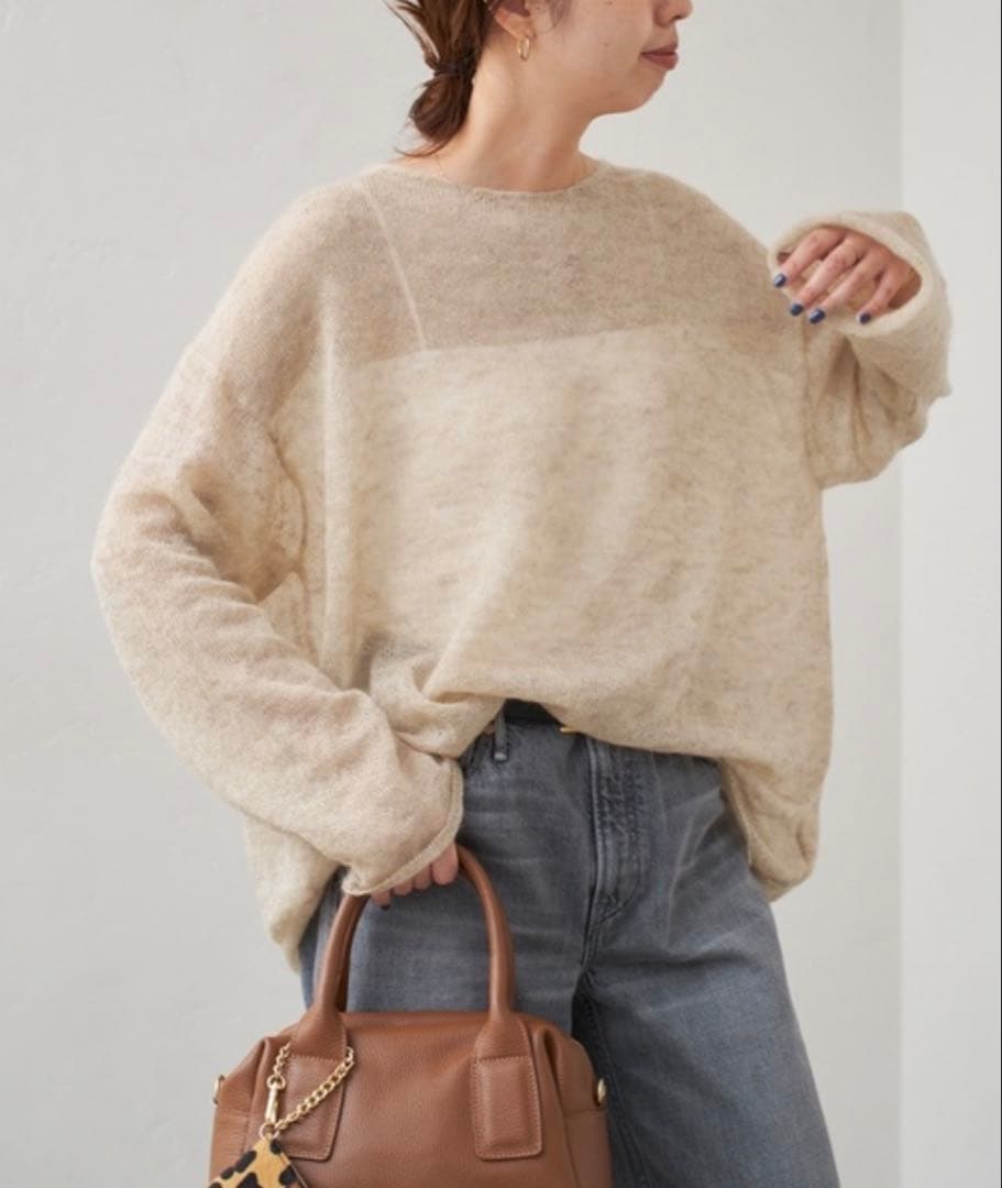 spick&span ルーズモヘヤミックスボートネックニット