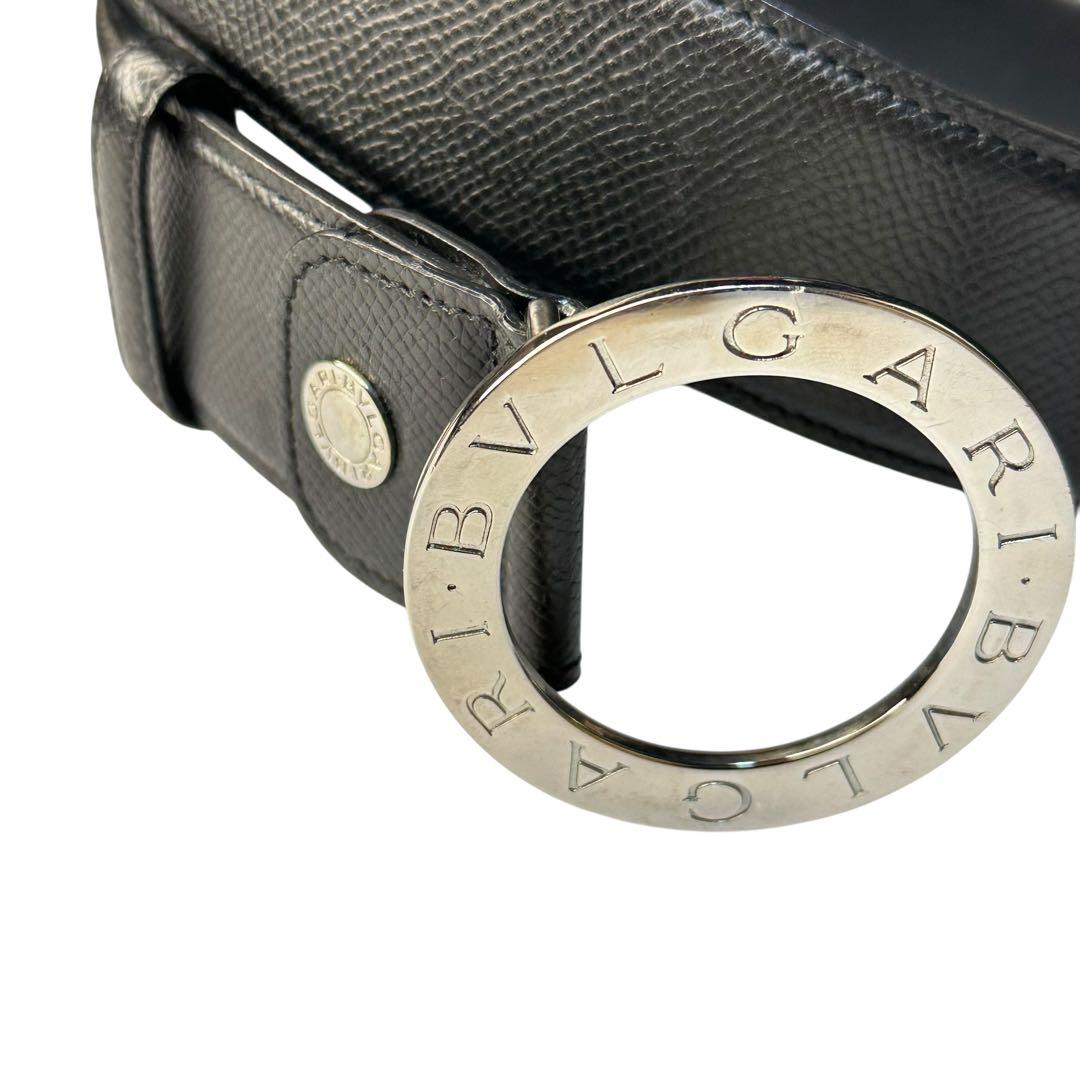 BVLGARI ブルガリ ベルト ロゴマニア サークルバックル レザー 黒