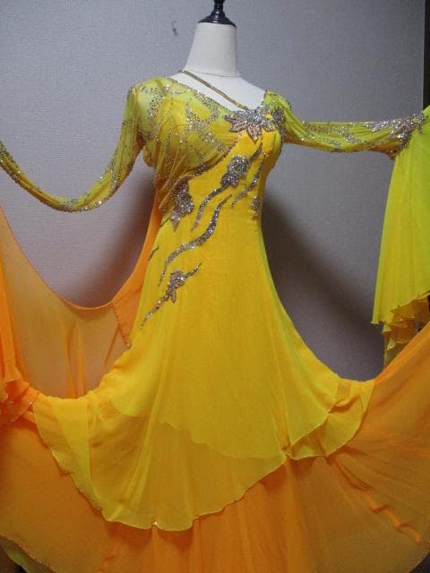 社交ダンス Sunnise/Mango　 イエローオレンジ グラデーションドレス