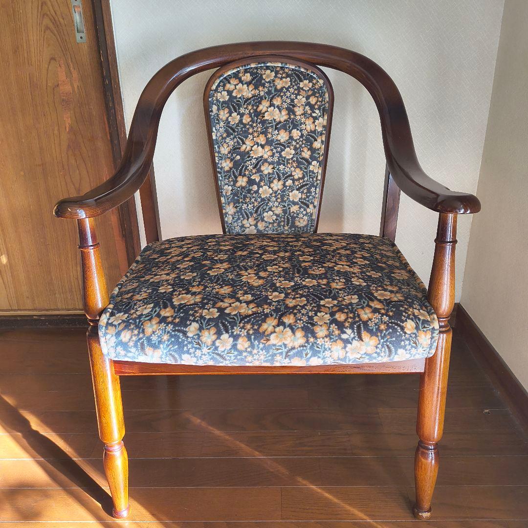 カリモク コロニアル 花柄 アームチェア ベロア