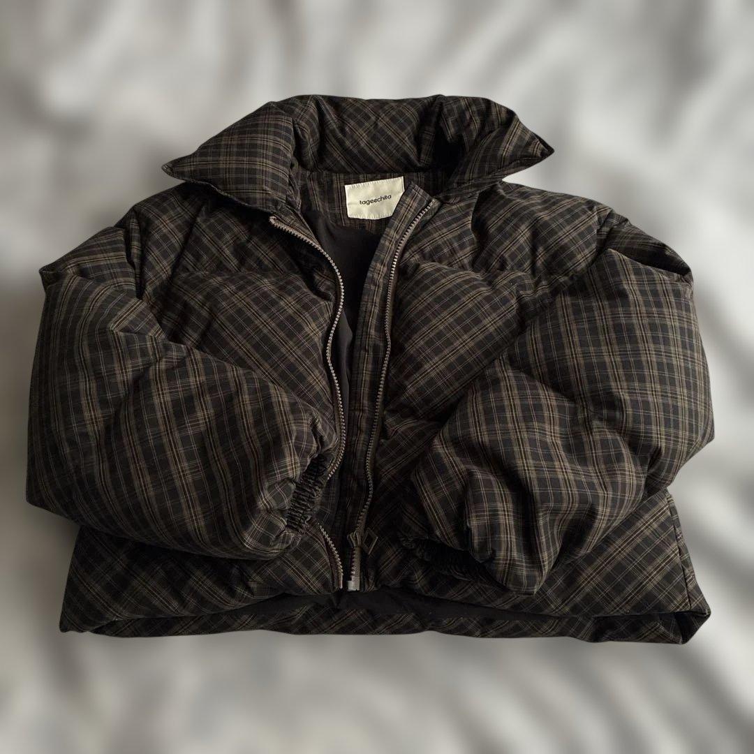 tageechita チェック柄 ショートダウンジャケット Check Short Down Jacket(チェック柄 ショートダウンジャケット)