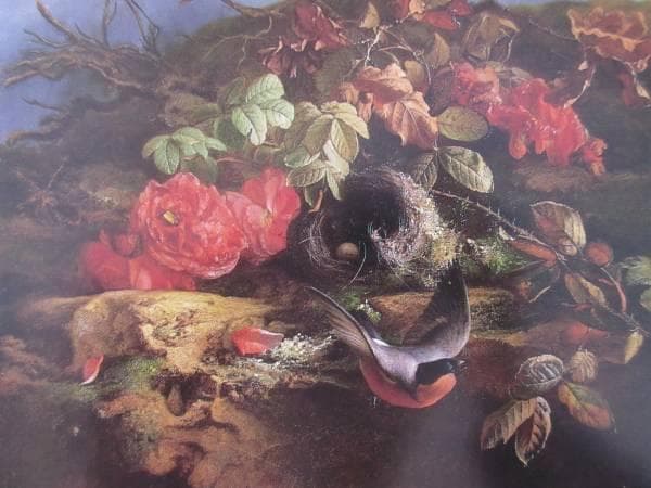 チューデ・グロンランド　バラと小鳥　図録・レゾネより　額付