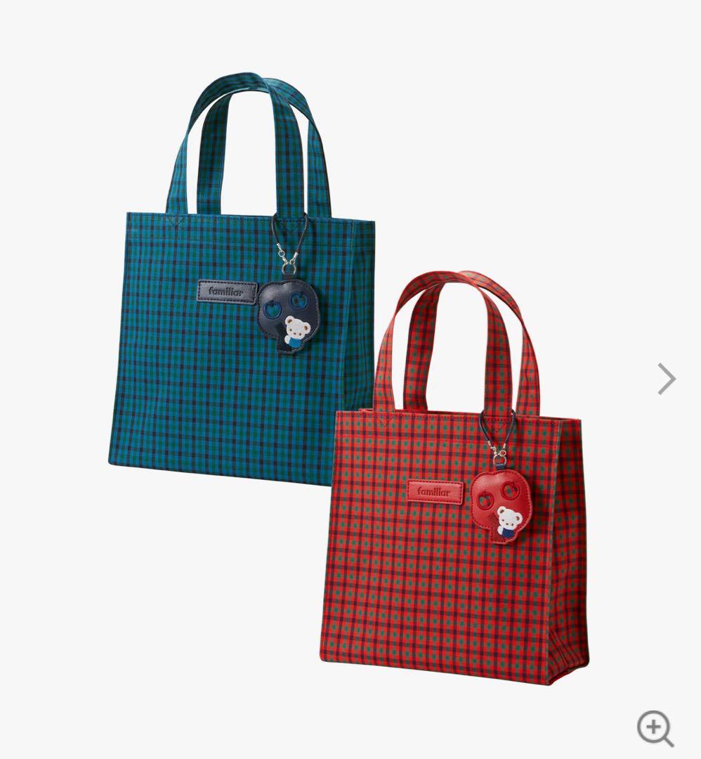ファミリアチェック　トートバッグ (青) 小サイズ