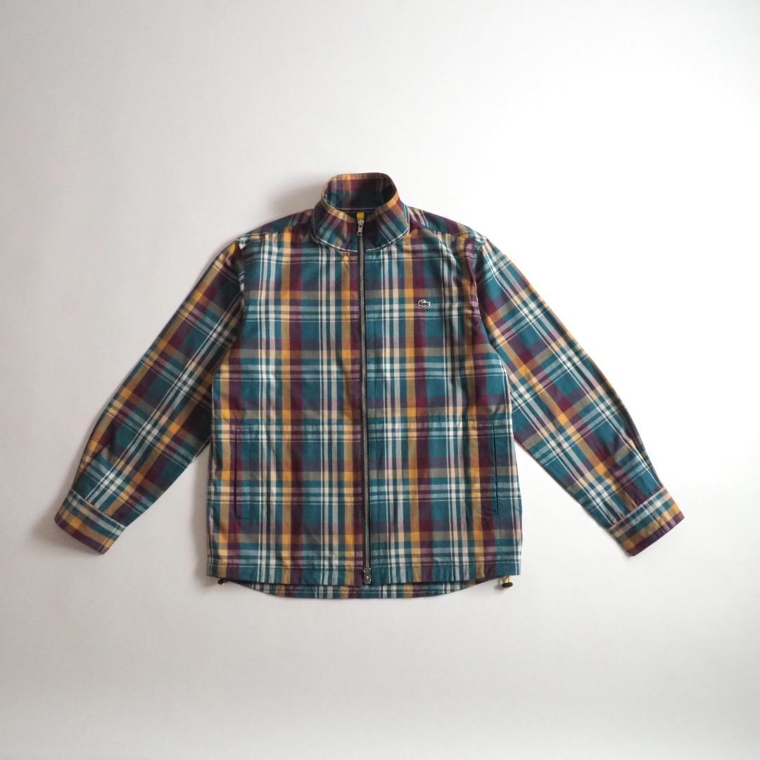 ラコステ ブルゾン スイングトップ チェック柄 ブルー ワニ刺繍 美品