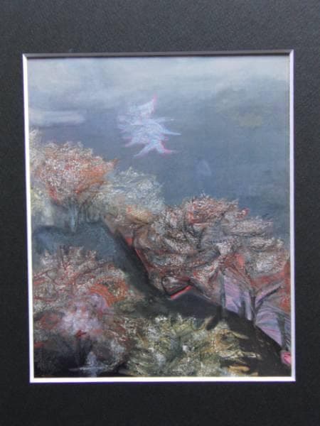 白根光夫、霧・吉野山、希少な額装用画集より、美品、新品額装付