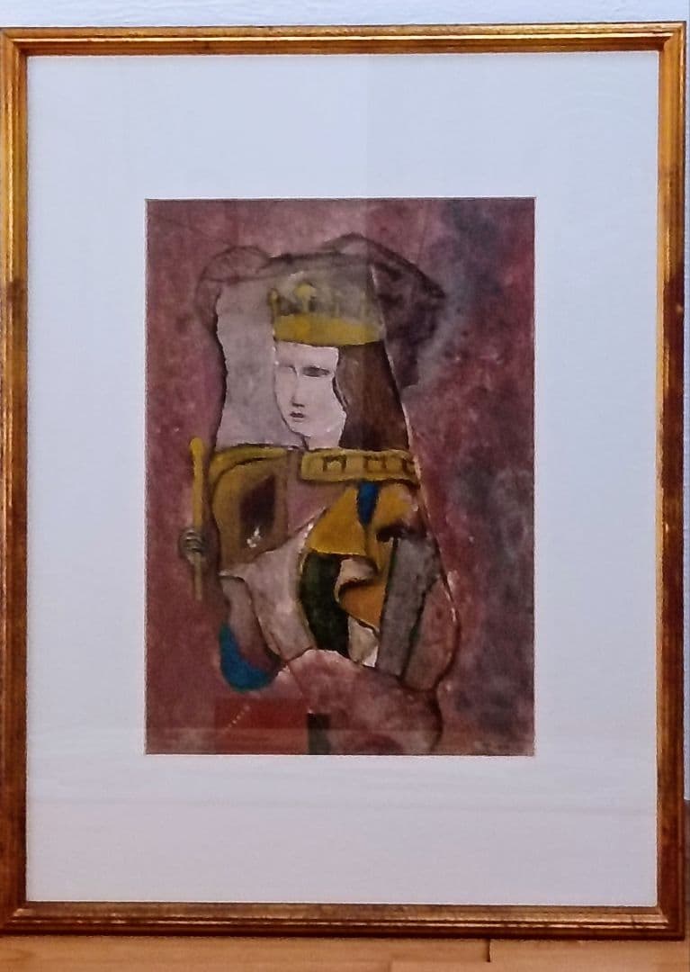 「女王陛下の興行師たちより 」TMサインあり、女性像 油彩 F4 額装