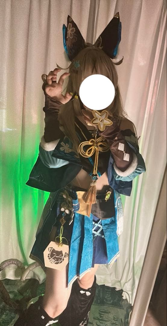 は*)様 原神 綺良々 コスプレ 一式 フルセット ウィッグ付き 猫屋小舗 原神 コスプレ 綺良々 きらら 衣装 ※ウィッグ 追加可 : ISRA