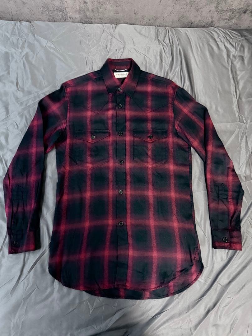 SAINT LAURENT 2015エディ期 サイズXS 長袖チェックシャツ