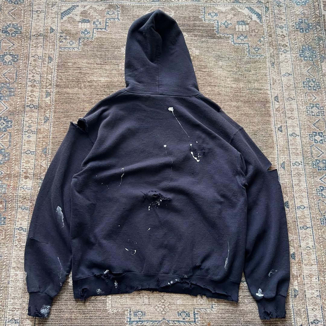 90s champion ダメージ ボロ スウェット パーカー ペンキ グランジ