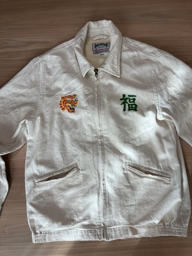 新品 ヒューストン パラシュート柄 ベトジャン 白 M 刺繍ジャケット