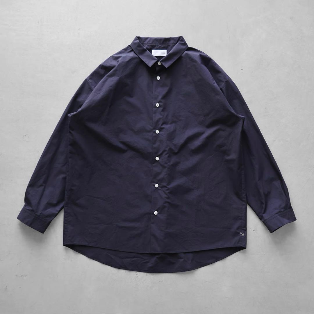 HUIS ハウス　タイプライタークロスビックシャツ　ネイビー　フリー　遠州織物