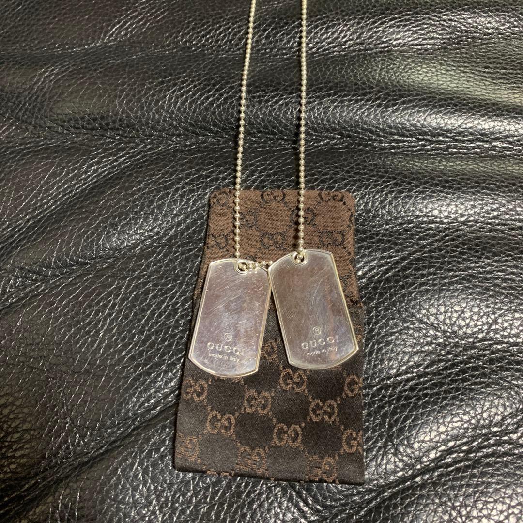 ✨正規品✨GUCCI ドッグタグ ネックレス シルバー925 ボールチェーン GUCCI（グッチ） ドッグタグ ダブル プレート ペンダント ネックレス
