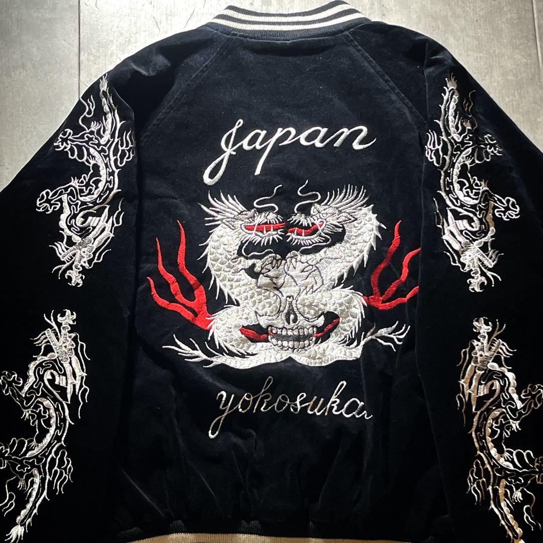 JUNGLE STORM 別珍 スカジャン 龍 ドラゴン 銀刺繍　y2k L