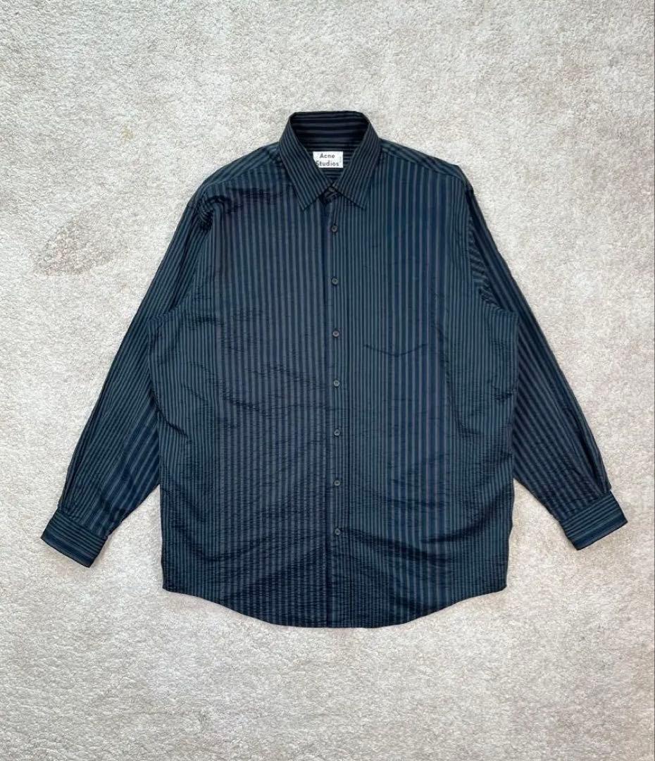 Acne Studios マルチストライプシャツ チャコールグレー 44