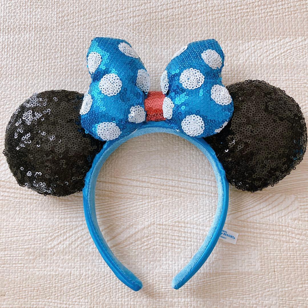 ディズニー ミニーちゃん水色ドットカチューシャ 2個セット - メルカリ