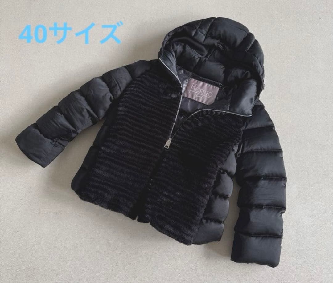 ヘルノ リゾート エコファーコンビダウンジャケット 40サイズ　ブラック