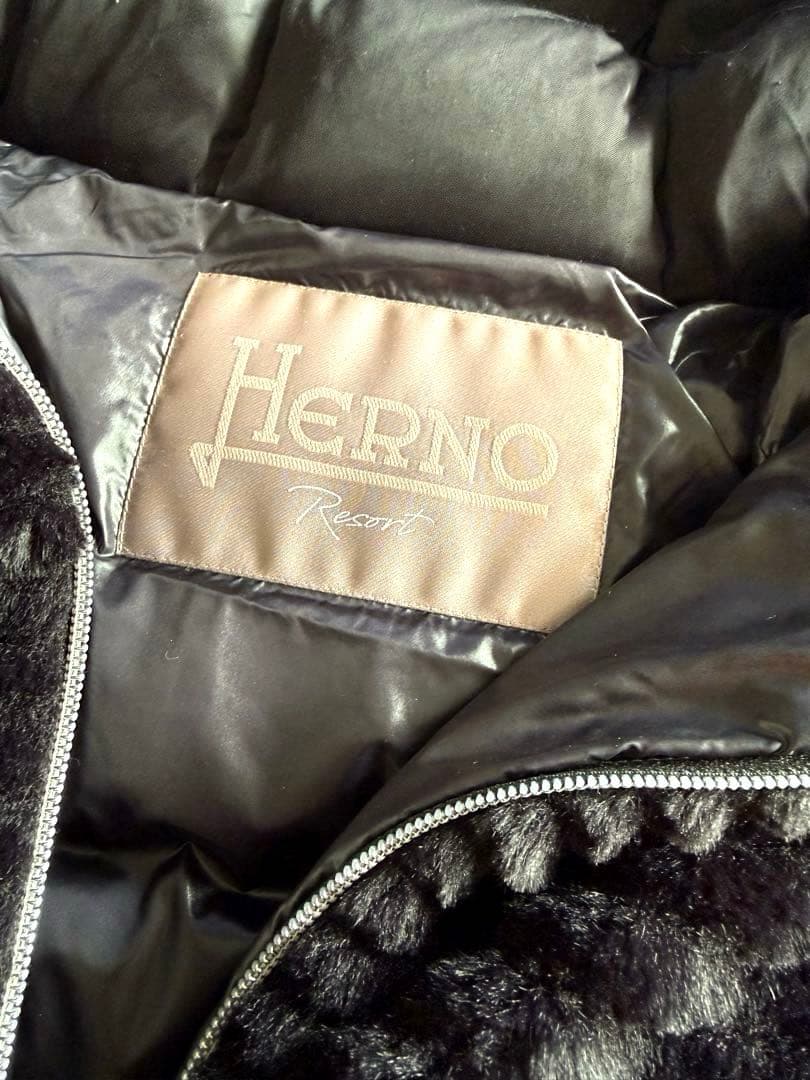 ヘルノ リゾート エコファーコンビダウンジャケット 40サイズ ブラック