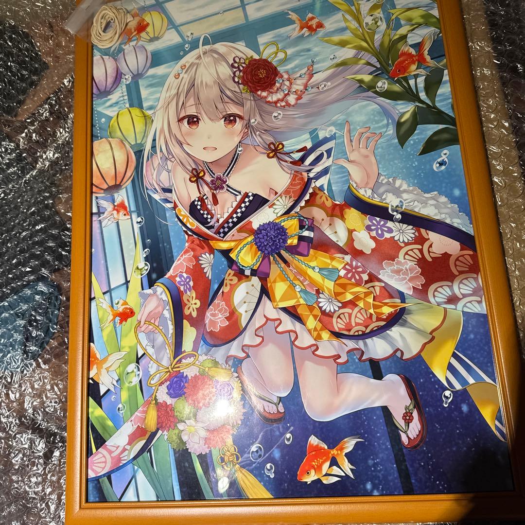 フカヒレ　複製原画　ジークレー　版画　水槽越しの恋　絵師100人展　色紙