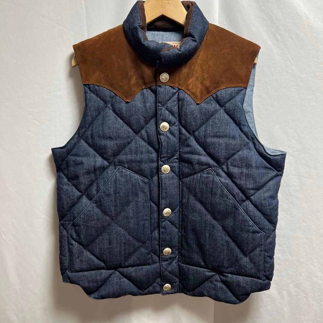 SUGAR CANE レザーヨーク デニムダウンベスト　キルティング　インディゴ