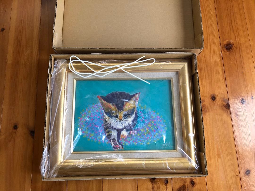 関口すすむ　油絵　猫　ねこ、おや何かいるぞ　F4号 White Bloom SM キャンバス 油彩 #白猫 #ラグドール #猫絵 #猫イラスト