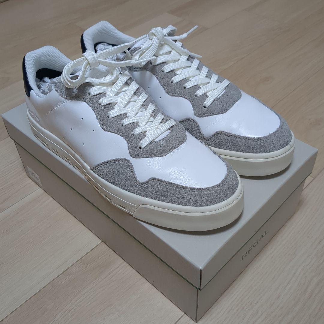 【美品】REGAL リーガル レザースニーカー 26.5cm 白 グレー 箱付