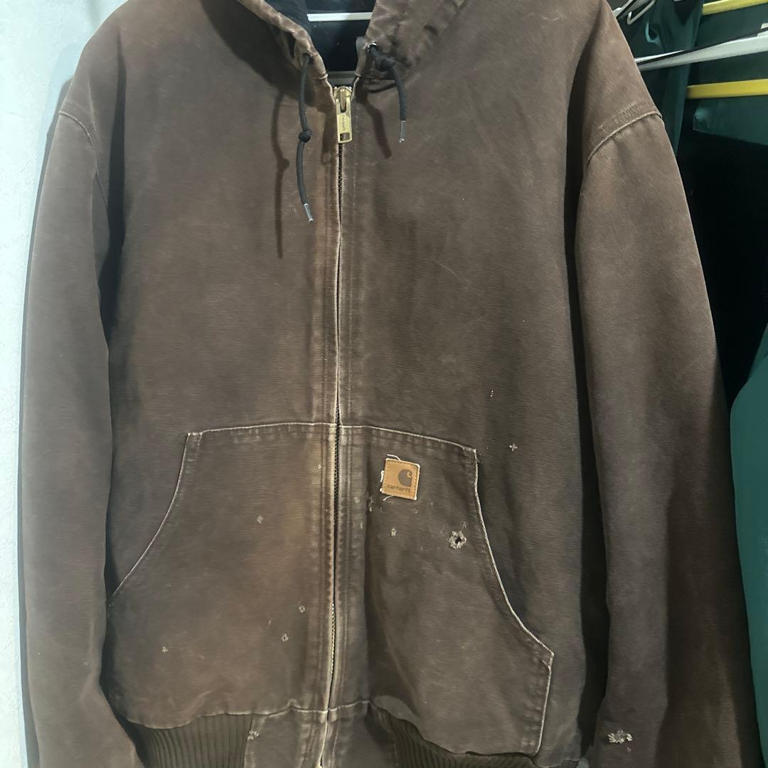 90s.Carhartt フード付きアクティブジャケット XL ブラウン