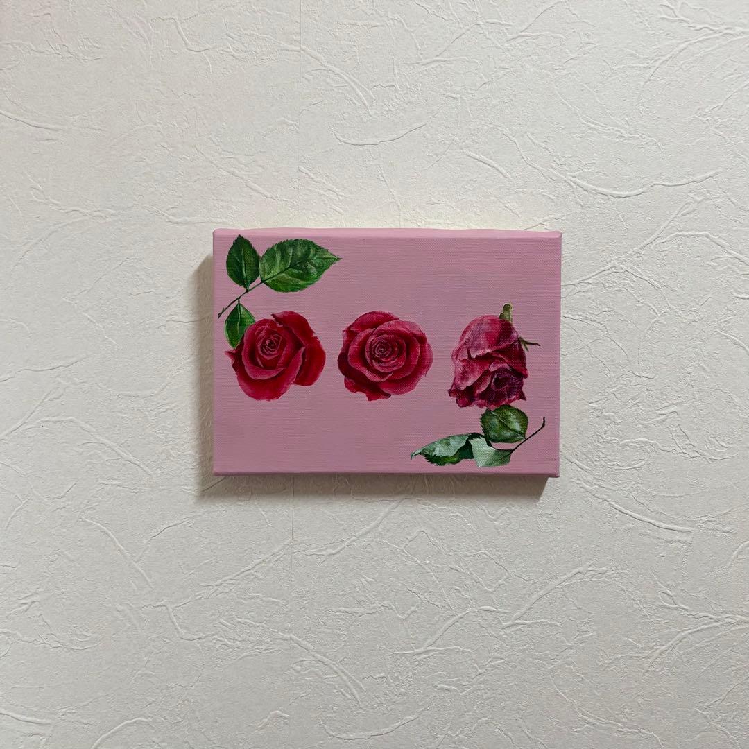 アクリル画 原画 手描き バラ インテリア キャンバス SM号 - メルカリ