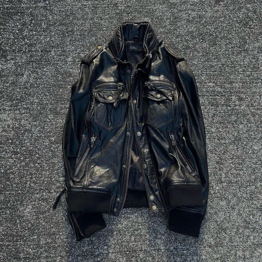 00's vintage レザージャケット変形ダブルジップグランジ ekam シップス SHIPS SHIPS: ラムレザー ダブル ライダースジャケット