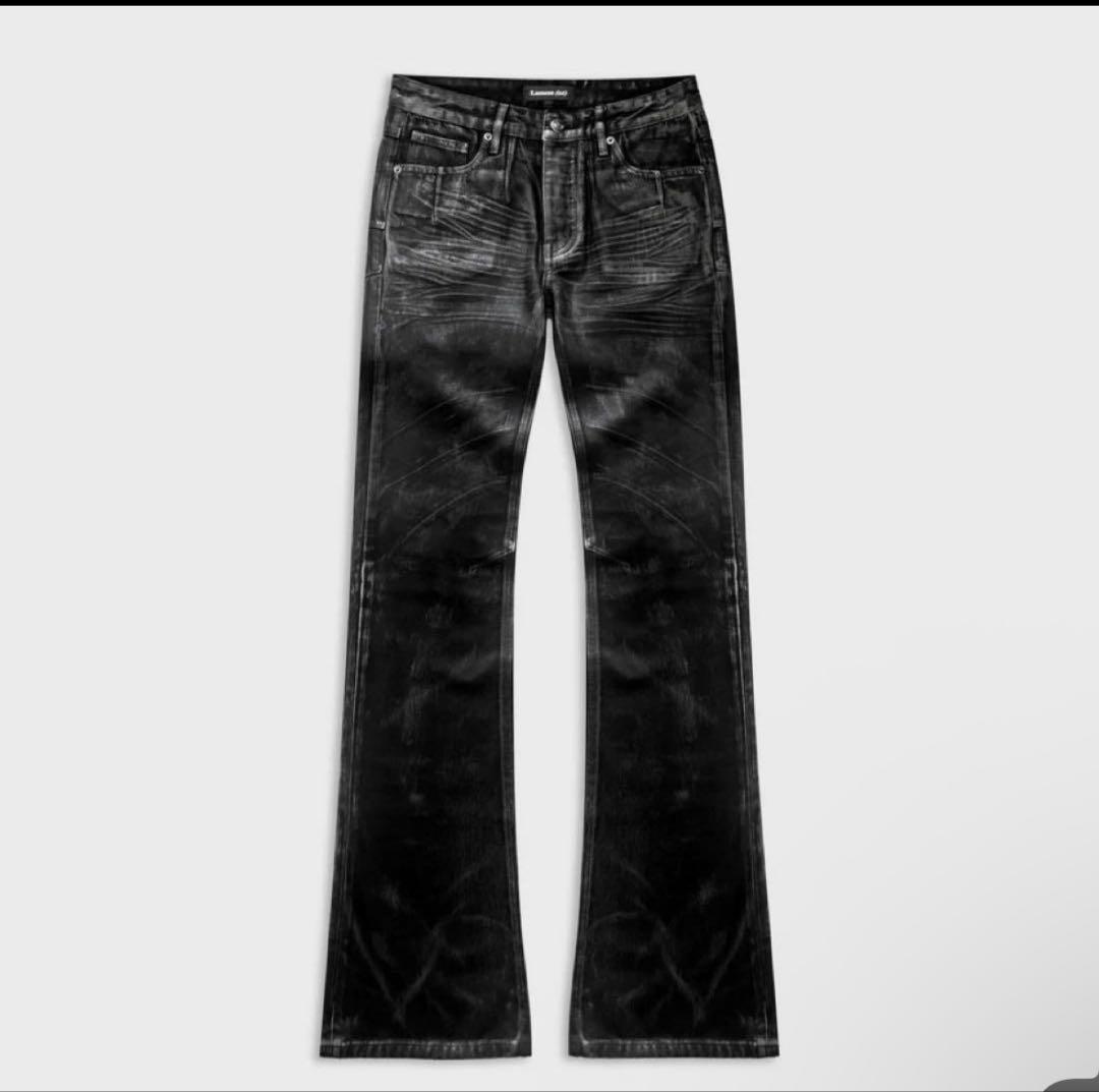 lamentist bootscut jeans コーティングデニム　xs BLACK ICE BOOTCUT JEANS IN WAXED GREY DENIM | LAMENTIST