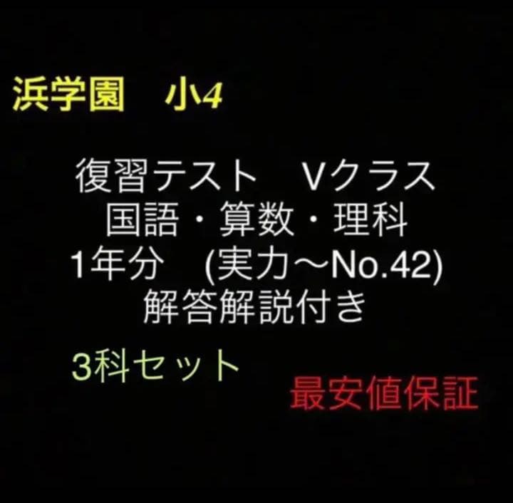 浜学園　小4　国語算数理科　Vクラス　復習テスト 実力〜No.42　解答解説付き