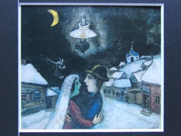 シャガール、夜に、希少レゾネの一頁、 新品額装付