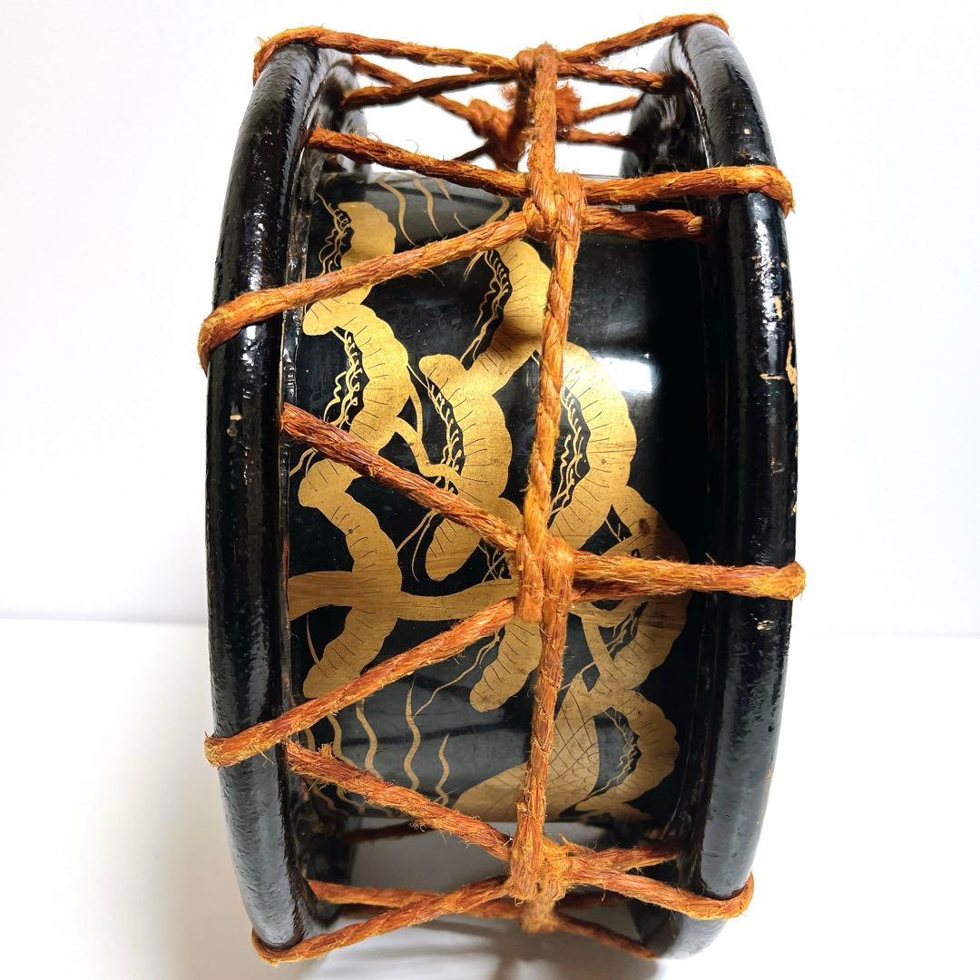 【蒔絵・金彩】締め太鼓　和太鼓 35.5cm×15cm 松絵柄　鶴　縁起物