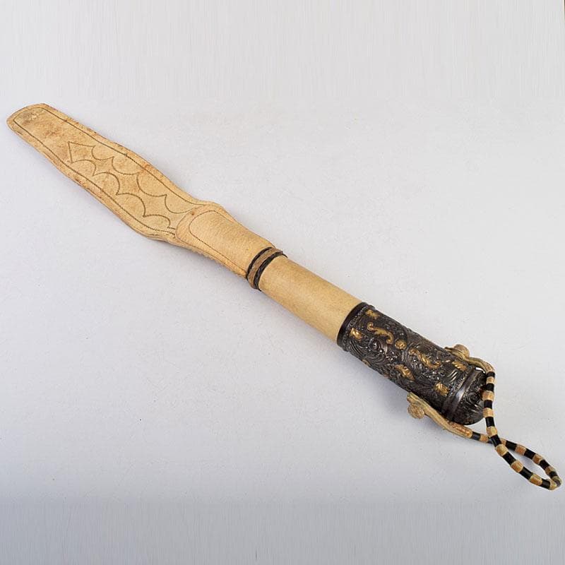 馬具　装飾品　中国　チベット　本皮製　古銅持ち手　鞭　C　9317 チベット密教法具 カルトリ（金剛刀）銅・木製 6,5cm - Chagamocraft