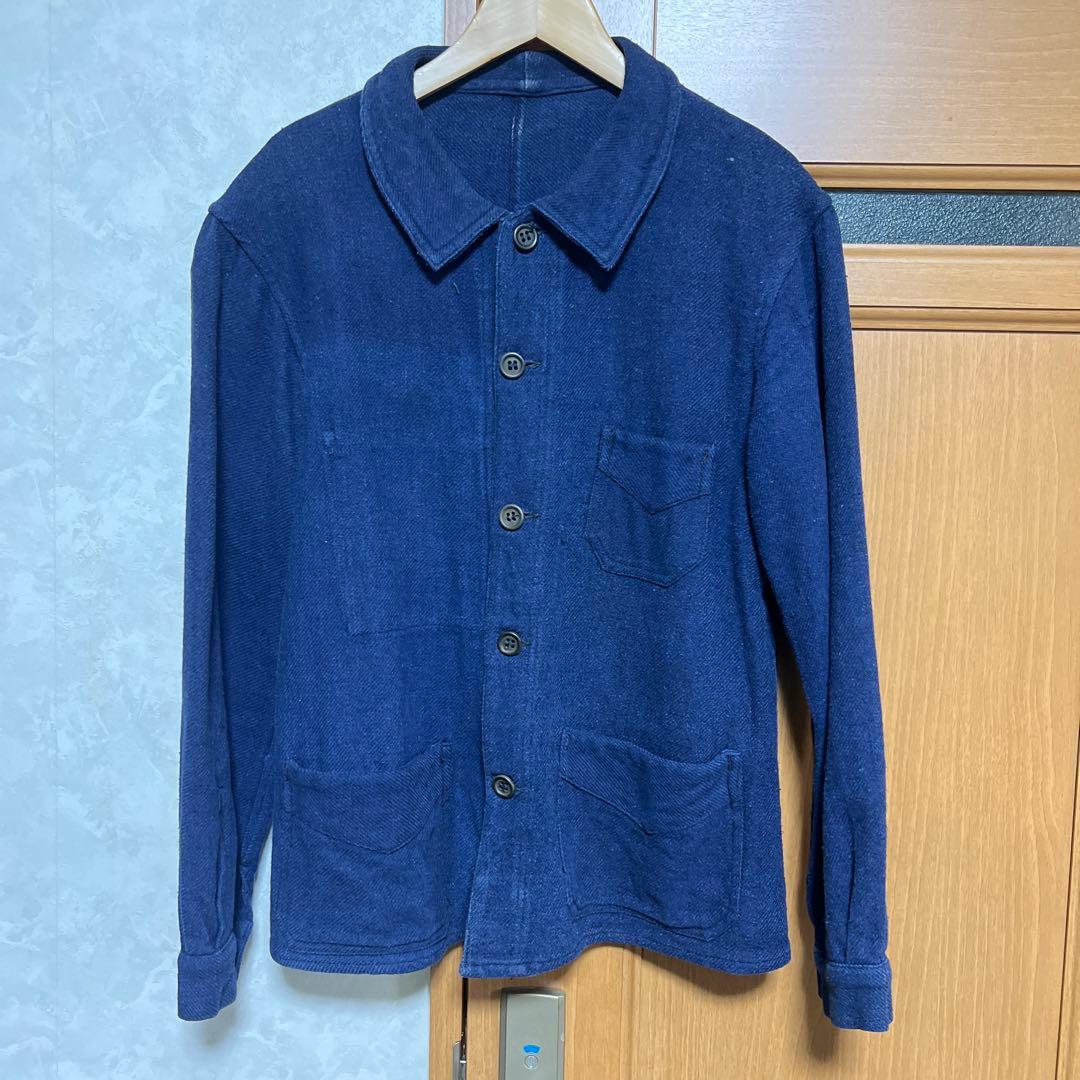 【希少】30s フレンチヴィンテージ インディゴ コットンリネン ジャケット