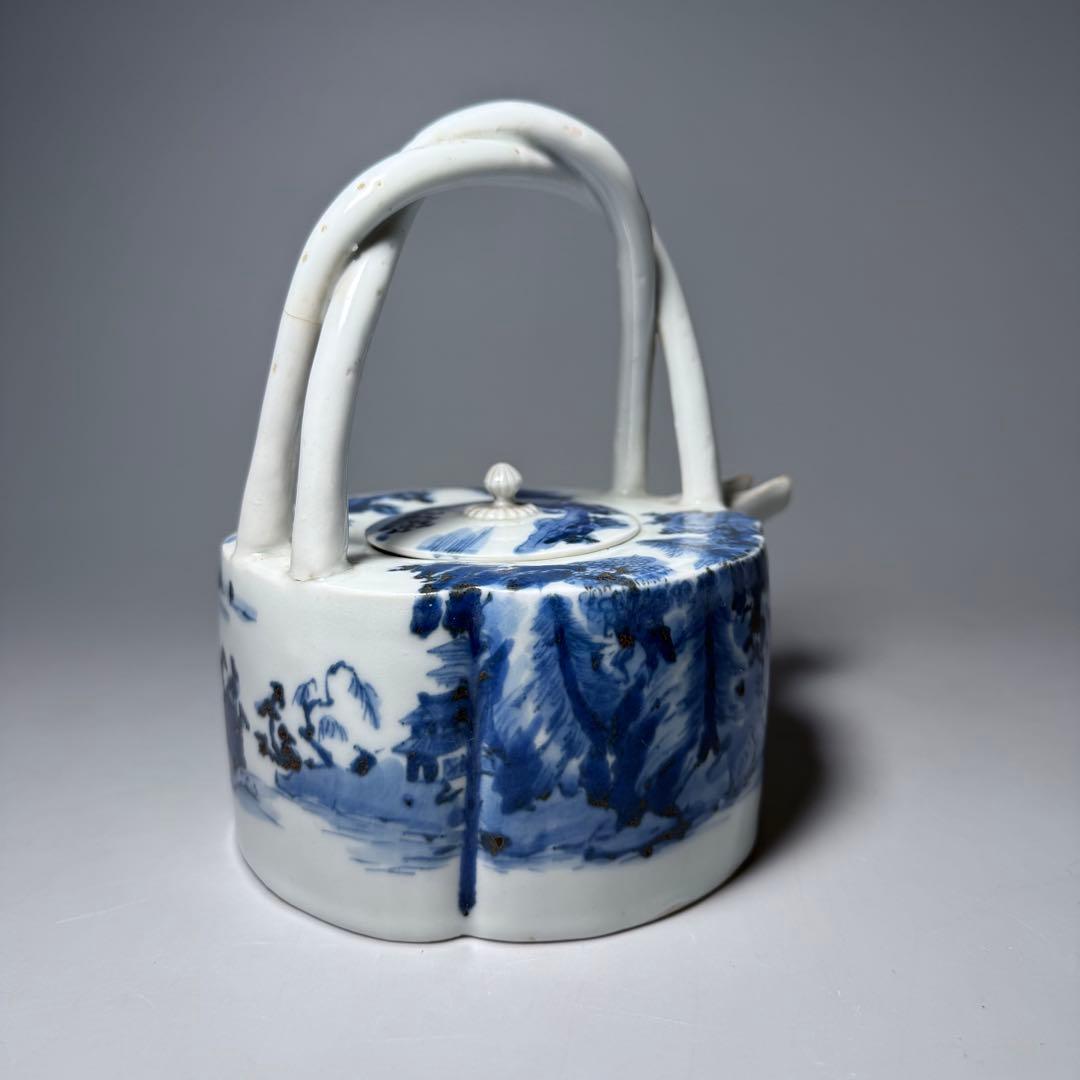 古伊万里 古平戸 染付山水図銚子 江戸時代 古美術 オブジェ 雰囲気◎